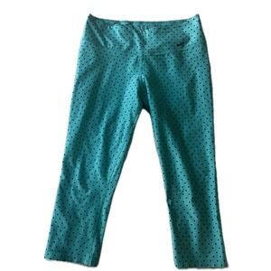 Nike Dri-FIT Capri Leggings Women's Medium Turquoise Polka Dot Athletic Pants